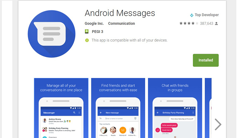 Android Messages Güncellendi